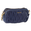 Miu Miu Matelasse Shoulder Bag Leather Blue Gold Auth 167872A-1
