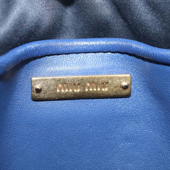 Miu Miu Matelasse Shoulder Bag Leather Blue Gold Auth 167872A