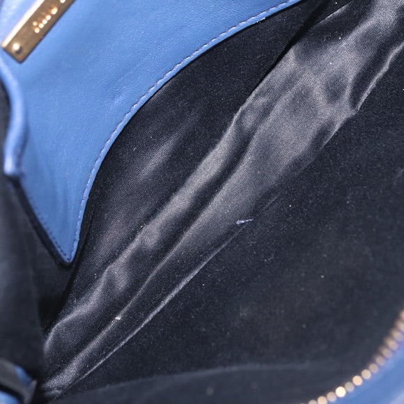 Miu Miu Matelasse Shoulder Bag Leather Blue Gold Auth 167872A