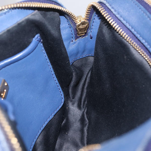 Miu Miu Matelasse Shoulder Bag Leather Blue Gold Auth 167872A