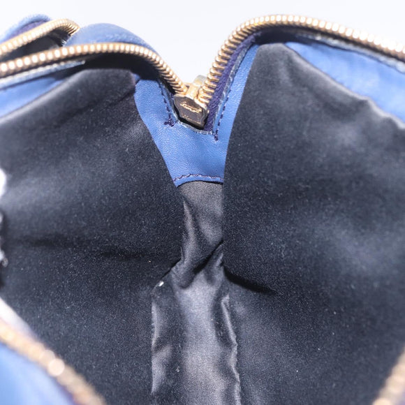 Miu Miu Matelasse Shoulder Bag Leather Blue Gold Auth 167872A