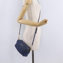 Miu Miu Matelasse Shoulder Bag Leather Blue Gold Auth 167872A-29