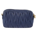 Miu Miu Matelasse Shoulder Bag Leather Blue Gold Auth 167872A-3