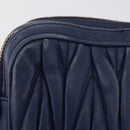 Miu Miu Matelasse Shoulder Bag Leather Blue Gold Auth 167872A-4