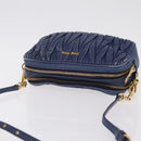 Miu Miu Matelasse Shoulder Bag Leather Blue Gold Auth 167872A-7