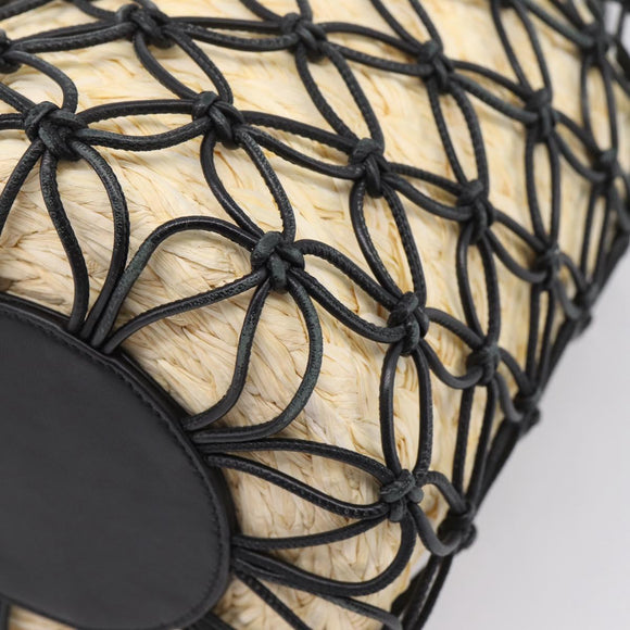 Miu Miu Shoulder Bag Raffia Leather 2way Beige Gold Auth 167874M