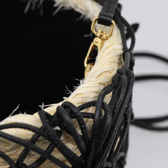 Miu Miu Shoulder Bag Raffia Leather 2way Beige Gold Auth 167874M