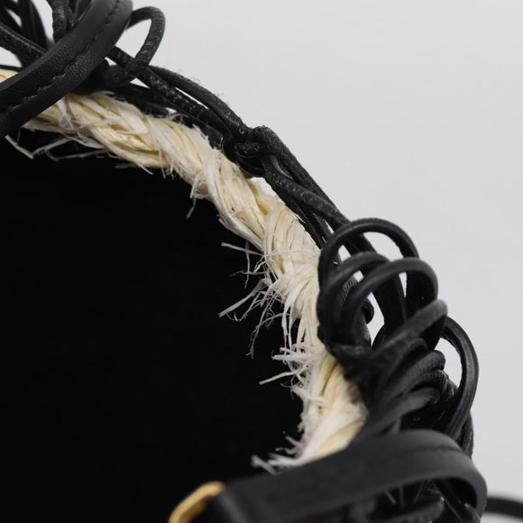 Miu Miu Shoulder Bag Raffia Leather 2way Beige Gold Auth 167874M