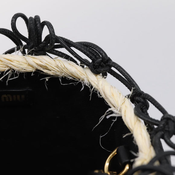 Miu Miu Shoulder Bag Raffia Leather 2way Beige Gold Auth 167874M