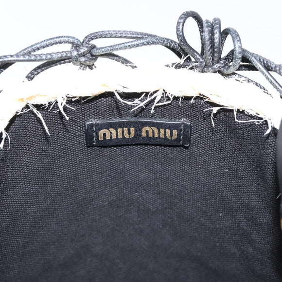 Miu Miu Shoulder Bag Raffia Leather 2way Beige Gold Auth 167874M