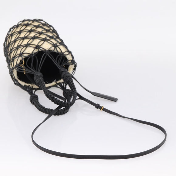 Miu Miu Shoulder Bag Raffia Leather 2way Beige Gold Auth 167874M