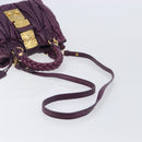 Miu Miu Matelasse Hand Bag Leather 2way Purple Gold Auth 167875M-9