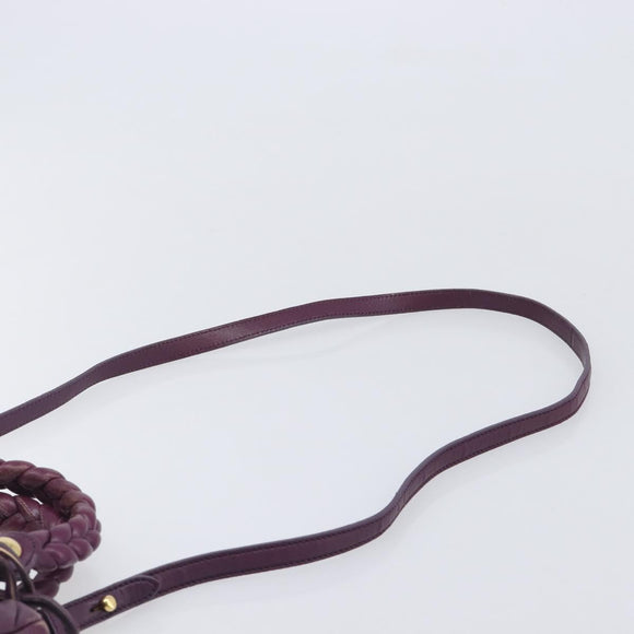 Miu Miu Matelasse Hand Bag Leather 2way Purple Gold Auth 167875M