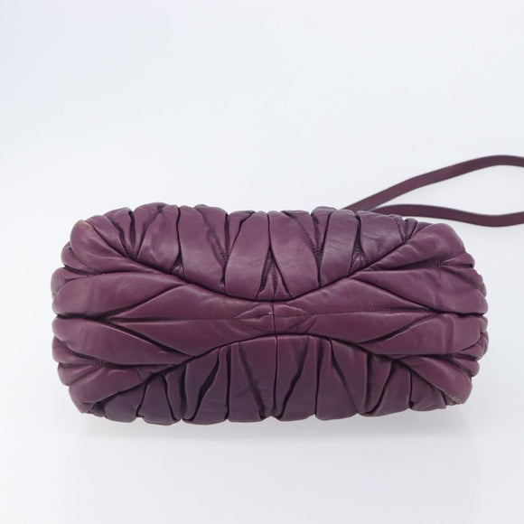 Miu Miu Matelasse Hand Bag Leather 2way Purple Gold Auth 167875M