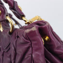 Miu Miu Matelasse Hand Bag Leather 2way Purple Gold Auth 167875M-22