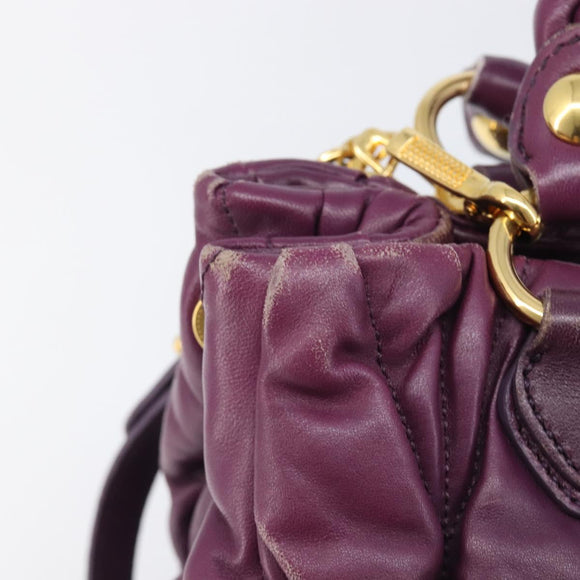 Miu Miu Matelasse Hand Bag Leather 2way Purple Gold Auth 167875M