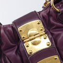 Miu Miu Matelasse Hand Bag Leather 2way Purple Gold Auth 167875M-24