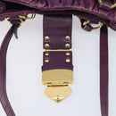 Miu Miu Matelasse Hand Bag Leather 2way Purple Gold Auth 167875M-28