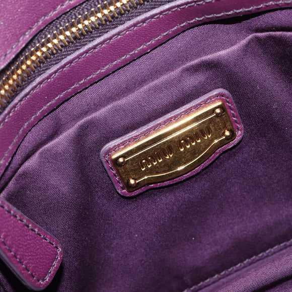 Miu Miu Matelasse Hand Bag Leather 2way Purple Gold Auth 167875M