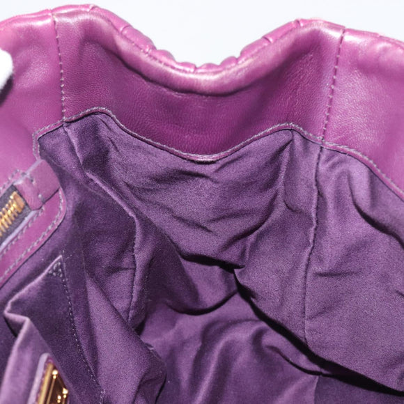 Miu Miu Matelasse Hand Bag Leather 2way Purple Gold Auth 167875M