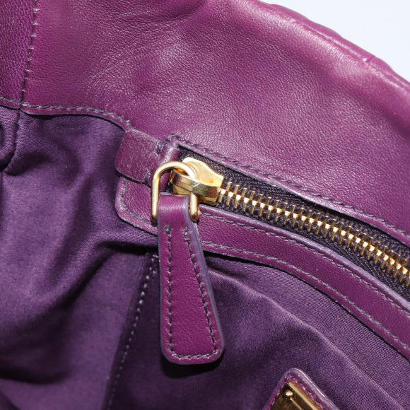 Miu Miu Matelasse Hand Bag Leather 2way Purple Gold Auth 167875M