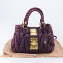 Miu Miu Matelasse Hand Bag Leather 2way Purple Gold Auth 167875M-12