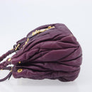 Miu Miu Matelasse Hand Bag Leather 2way Purple Gold Auth 167875M-4