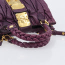 Miu Miu Matelasse Hand Bag Leather 2way Purple Gold Auth 167875M-7