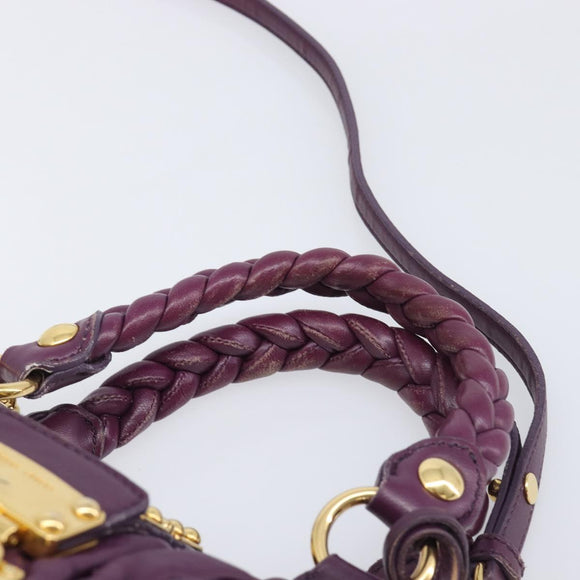 Miu Miu Matelasse Hand Bag Leather 2way Purple Gold Auth 167875M