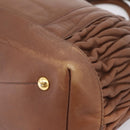 Miu Miu Matelasse Hand Bag Leather 2way Brown Gold Auth 167876A-10