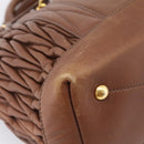 Miu Miu Matelasse Hand Bag Leather 2way Brown Gold Auth 167876A-19