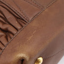 Miu Miu Matelasse Hand Bag Leather 2way Brown Gold Auth 167876A-20