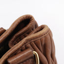 Miu Miu Matelasse Hand Bag Leather 2way Brown Gold Auth 167876A-21