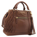 Miu Miu Matelasse Hand Bag Leather 2way Brown Gold Auth 167876A-1