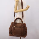 Miu Miu Matelasse Hand Bag Leather 2way Brown Gold Auth 167876A-29