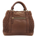 Miu Miu Matelasse Hand Bag Leather 2way Brown Gold Auth 167876A-13
