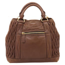 Miu Miu Matelasse Hand Bag Leather 2way Brown Gold Auth 167876A-2