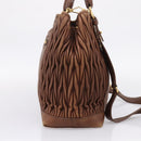 Miu Miu Matelasse Hand Bag Leather 2way Brown Gold Auth 167876A-3