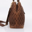 Miu Miu Matelasse Hand Bag Leather 2way Brown Gold Auth 167876A-4