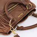 Miu Miu Matelasse Hand Bag Leather 2way Brown Gold Auth 167876A-14