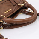 Miu Miu Matelasse Hand Bag Leather 2way Brown Gold Auth 167876A-6