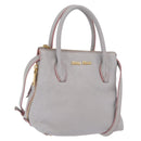 Miu Miu Hand Bag Leather 2way Gray Gold Auth 167877A-1