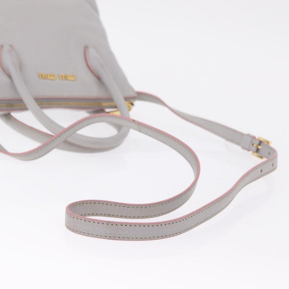 Miu Miu Hand Bag Leather 2way Gray Gold Auth 167877A