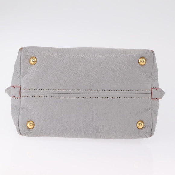 Miu Miu Hand Bag Leather 2way Gray Gold Auth 167877A