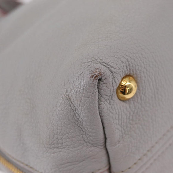 Miu Miu Hand Bag Leather 2way Gray Gold Auth 167877A