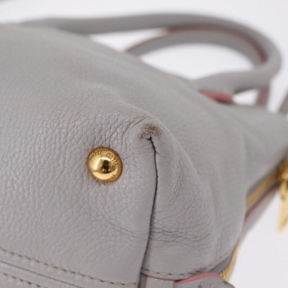 Miu Miu Hand Bag Leather 2way Gray Gold Auth 167877A