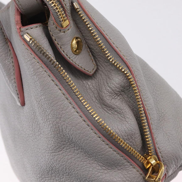 Miu Miu Hand Bag Leather 2way Gray Gold Auth 167877A