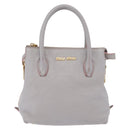 Miu Miu Hand Bag Leather 2way Gray Gold Auth 167877A-2