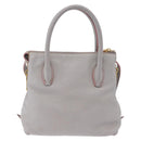 Miu Miu Hand Bag Leather 2way Gray Gold Auth 167877A-4