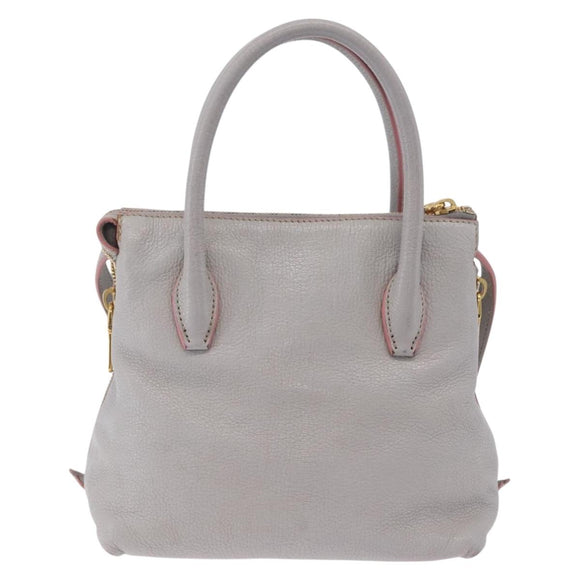 Miu Miu Hand Bag Leather 2way Gray Gold Auth 167877A